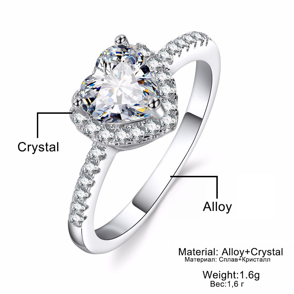 Simple Zircon Heart shaped Ring Engagement Couple Ring - Temu
